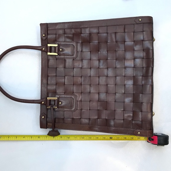 Banana Republic leather checked design tote NEW! - Picture 7 of 8